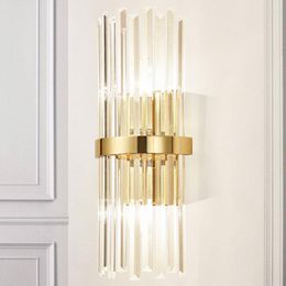 Wall Lamp Crystal Modern Simple Living Room Bedroom Bedside Gold Sconce Light Fixtures Home Decor Led Mirror Lights