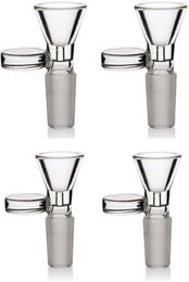 Vintage-Qualität Glasschüsseln Wasserpfeifen dicker runder Filter mit Griff 14 mm 18 mm männliche klare Farbe für das Rauchen von Wasserbongs8165210