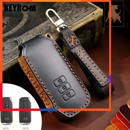 New Car Key Case for Kia Ev6 Seltos K5 Sorento Mq4 7 Button Leather Car Romote Key Fob Cover Car Accessories