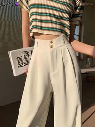 Women's Pants Candy Colour Chiffon Sweatpants Women Korean Baggy Pantalones High Waist Office Wide Leg Casual Straight Formal Suit Spodni