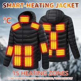 Men's Down Parkas 2/9/15 Heating Jackets Men Winter Warm USB Smart Thermostat Hooded Heated Clothing Waterproof Warm Jackets Vest 231123