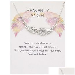 Pendant Necklaces Wings Of Angels Pendants Necklace With Gift Card Gold Sier Colours Rhinestone Wing Necklaces Fashion Jewellery Drop Del Dhwcy