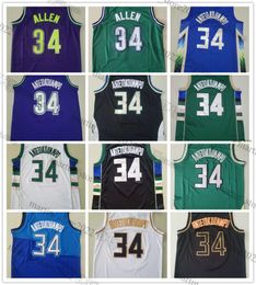 100% Stitched 2023 Men Basketball Giannis 34 Antetokounmpo Jerseys Giannis Antetokounmpo Retro Ray Allen 34 Sports Wear Shirts Embroidery