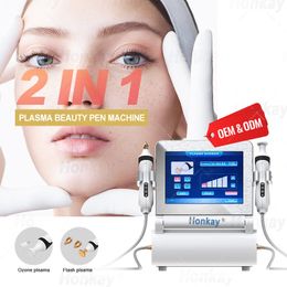 2 in 1 Fibroblast Ozone Cold Plasma Pen Shower Machine For Eyelid Lift Freckle Mole Removal SkinTag Scar Removal Plasma Pen Device