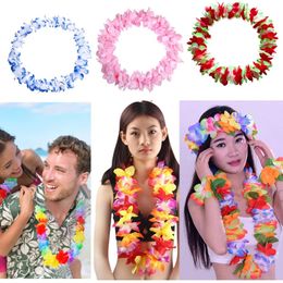 Faux Floral Greenery 10/20/50pcs Hawaii Artificial flower garland party leis wreath floral necklace for wedding birthday Halloween Christmas year 231123