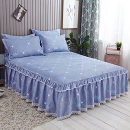 Bed Skirt Lanke Sanding Bedspread Lace Bed Skirt Floral Fitted Sheet Cover Soft Sheet Anti-slip and Dust-proof for Home el 230424