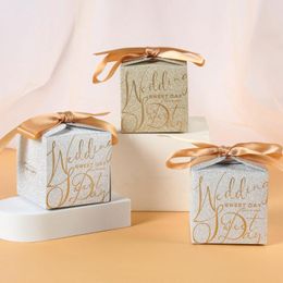 Gift Wrap 10PCS Ribbon Bow Kraft Paper Gifts Packaging Boxes Candy Bags Wedding Outdoor DIY Box Favors