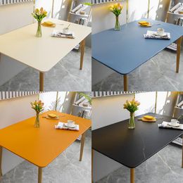 Table Cloth PU Leather Cover Waterproof Oilproof Tablecloth Solid Colour Elasticity Student Desk Mat Office Decor Protector