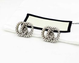 Stud Designer Fashion Hoop Antique Silver Earrings Party Wedding Couple Gift Jewellery Engagement Belt Box