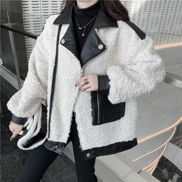 Women's Jackets Cotton-Padded Jacket Female Autumn And Winter Vintage Motorcycle Jackets Imitation Lamb Wool Quilted Coat Women Outwear 231123