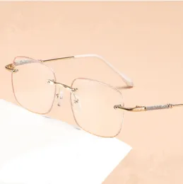 Sunglasses 2023 Reading Glasses Frameless Presbyopic Anti-blue Light Clear Shiny Luxury Anti-reflective