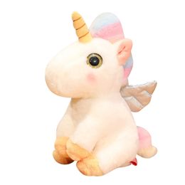 Factory wholesale 3-color 25cm rainbow pony plush toys cartoon film and television surrounding dolls children's birthday gifts