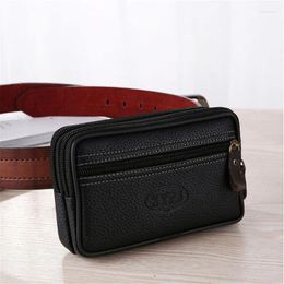 Waist Bags Men Casual PU Leather Bag Zipper Travel Anti-theft Pack Belt Male Coin For Phone Pouch