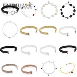 Fahmi High quality high luxury silver gemstone bracelet oval round white mother-of-pearl silver mesh purple yellow and unique rstone chain bracelet crystal bracelet