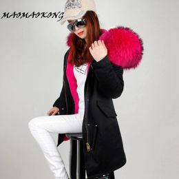 Women's Down Parkas Brand Women Winter Jacket Long Detachable Lining black Large Real Raccoon Fur Hooded Coat Outwear 231123