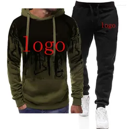 Men's Tracksuits Logo Customization Men Tracksuit Hooded Sweatshirts Hoodie Pants Two Pieces Sets Spring Gradient Casual Sweatpant Suits