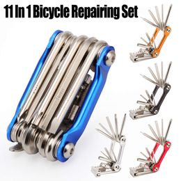 Multifunction 11 In1 Bicycle Repairing Set Bike Repair Tool Kit Wrench Screwdriver Chain Hex Spoke Multitool Bike Accessories