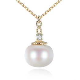 Vintage Pearl Pendant Necklace S925 Silver Micro Set Zircon Necklace European Fashion Women Collar Chain Wedding Party Jewelry Valentine's Day Mother's Day Gift SPC