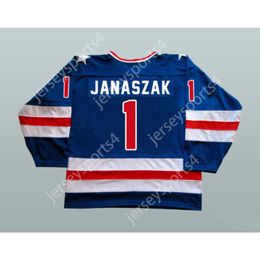 Custom STEVE JANASZAK 1980 MIRACLE ON ICE TEAM USA 1 HOCKEY JERSEY NEW Top Ed S-M-L-XL-XXL-3XL-4XL-5XL-6XL