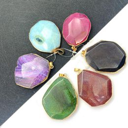 Charms Agate Face Pendant Irregular Shape Natural Stone Necklace Jewellery Multicolor Plating DIY Handmade Accessories Charm