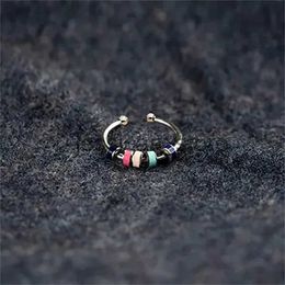 Band Rings Shuangshuo Geometric Rainbow Colour Anxiety Fidget Rings for Women Girls Anti Stress Release Fun Toys RJewelry Fidget Ring J231124