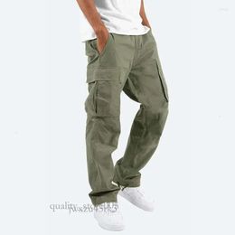 Men's Pants Outdoor Mens Cargo Black Cotton Pure Colour Overalls Streetear Men Straight Trouser Pocket Sweatpants 5Xl 9792 5238 9587