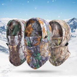 Berets Windproof Beanies Cap Head Cover Plush Fleece Face Mask Camouflage Shawl Autumn Winter