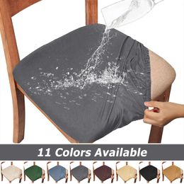 Chair Covers WaterProof Dining Room Chair Cover Seat Covers Spandex 13solid Colours Removable Washable Elastic Cushion Covers For Home el 231123