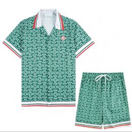 Men's Plus Tees & Polos Summer New Fashion Crew Neck T shirt Cotton Short Sleeve Shirt Hawaiian Beach Print Shirt Shorts sports suit 8844f