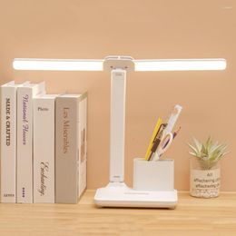 Table Lamps Foldable Desk Lamp Double Head 40 LED Bedside Lights Eye Protection Stepless Dimming For Bedroom/Study/Office