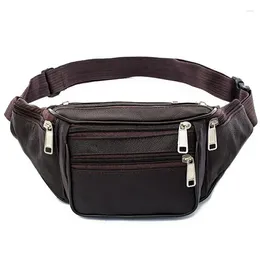 Storage Bags 2023 Style Men Leather Casual Fanny Pack Waist Belt Bag Purse Hip Pouch Travel Sports Packs