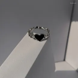 Cluster Rings Minar Cool 2 Designs Black Love Heart Open Index Finger Ring For Women High Street Adjusting Copper Korean Jewelry