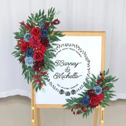 Decorative Flowers 2pcs Wedding Arch Peanut Day Banquet Sign Horn Welcome Signs Flower Artificial Background Home Decor