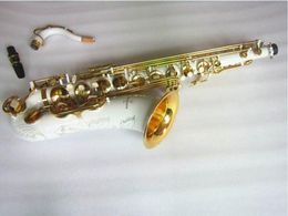New Bb T-992 Tenor Saxophone Professional Brass White gold key B Flat Musical Instruments Tenor Sax with Case Mouthpiece