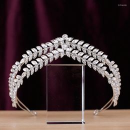 Hair Clips Baroque Luxury Leaf Crystal Bridal Tiaras Crown Rhinestone Pageant Prom Diadem Bride Headbands Wedding Accessories