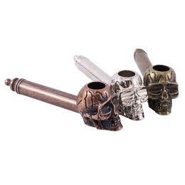 Latest Colourful Zinc Alloy Pipes Portable Skeleton Ghost Head Skull Style Philtre Smoking Hand Tube Dry Herb Tobacco Bowl Easy Clean Handpipe
