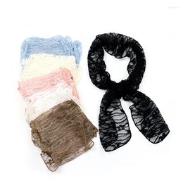 Scarves 2023 Summer Embroidered Flower Wide Long Silk Scarf Female Stripe Wrist Tie Hair Ribbon Bag Belt For Women