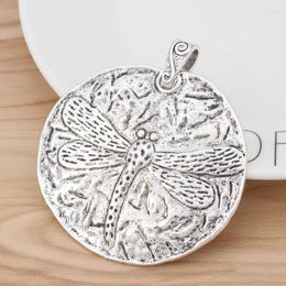 Pendant Necklaces 2 Pieces Antique Silver Colour Large Dragonfly Round Charms Pendants For DIY Necklace Jewellery Making Findings Accessories