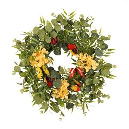 Decorative Flowers Spring Wreath Round Artificial Green Garland Used For Decoration Of Door Wall And Window