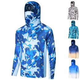 Other Sporting Goods Fishing Hoodie Shirts With Mask Uv Neck Gaiter Clothing Men Long Sleeve Breathable Uv Protection Fishing Tops 231123