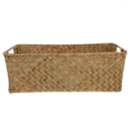 Dinnerware Sets Seagrass Storage Basket Water Hyacinth Baskets Rectangular Woven Straw Box Rattan Bins Handwoven Organizer Bin