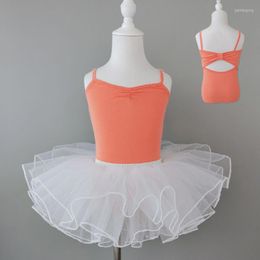 Stage Wear Girls Ballet Leotards Dress Kids Dance Cotton Gymnastics Children Suspender Gauze Skirt Dancewear Clothes