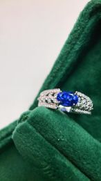 Cluster Rings JY Solid 18K Gold Nature 1.16ct Blue Sapphire Gemstones Diamonds For Women Fine Jewelry Presents