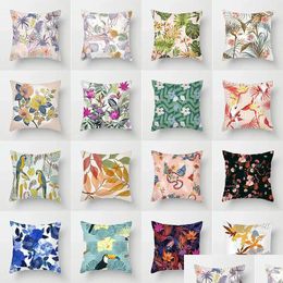 Cushion/Decorative Pillow Pillow Case 45X45Cm Household Supplies Flannel Sofa Cases Office Seating Er Bedside Drop Delivery Home Garde Dh6Tx