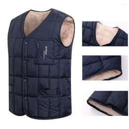 Men's Vests Soft Warm Men Jacket Vest Windproof Plush Winter Coat Thick Padded Loose Fit With V Neck For Warmth
