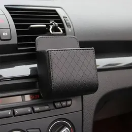 Car Organizer Storage Bag Air Vent Dashboard Tidy Hanging Leather Box Glasses Phone Holder Auto Accessories