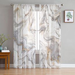 Curtain Abstract Marble Texture Tulle Sheer Curtains For Living Room Decoration Window Bedroom Kitchen Voile Organza Drapes