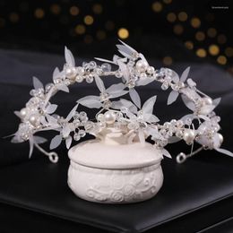Hair Clips Wedding Jewellery Mesh Flower Headpiece Bendable Bride Hoop Large Beads Decor Headband Women Accessories ML