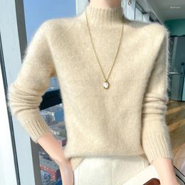 Women's Sweaters Pullover Autumn/Winter Wool Sweater Casual Thickened Knitwear Half Turtle Collar Tops Ladies Clothes Fit Blouse