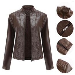 Women's Jackets For Women Fashion Lapel Motor Jacket Coat Zip Biker Short Punk Cropped Cot Outerwear Winter Girls Chaquetas